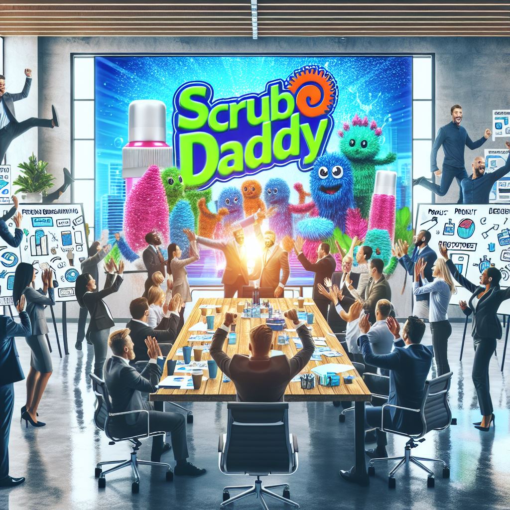 Scrub Daddy's success story, highlighting its journey from Shark Tank to becoming a popular cleaning product brand